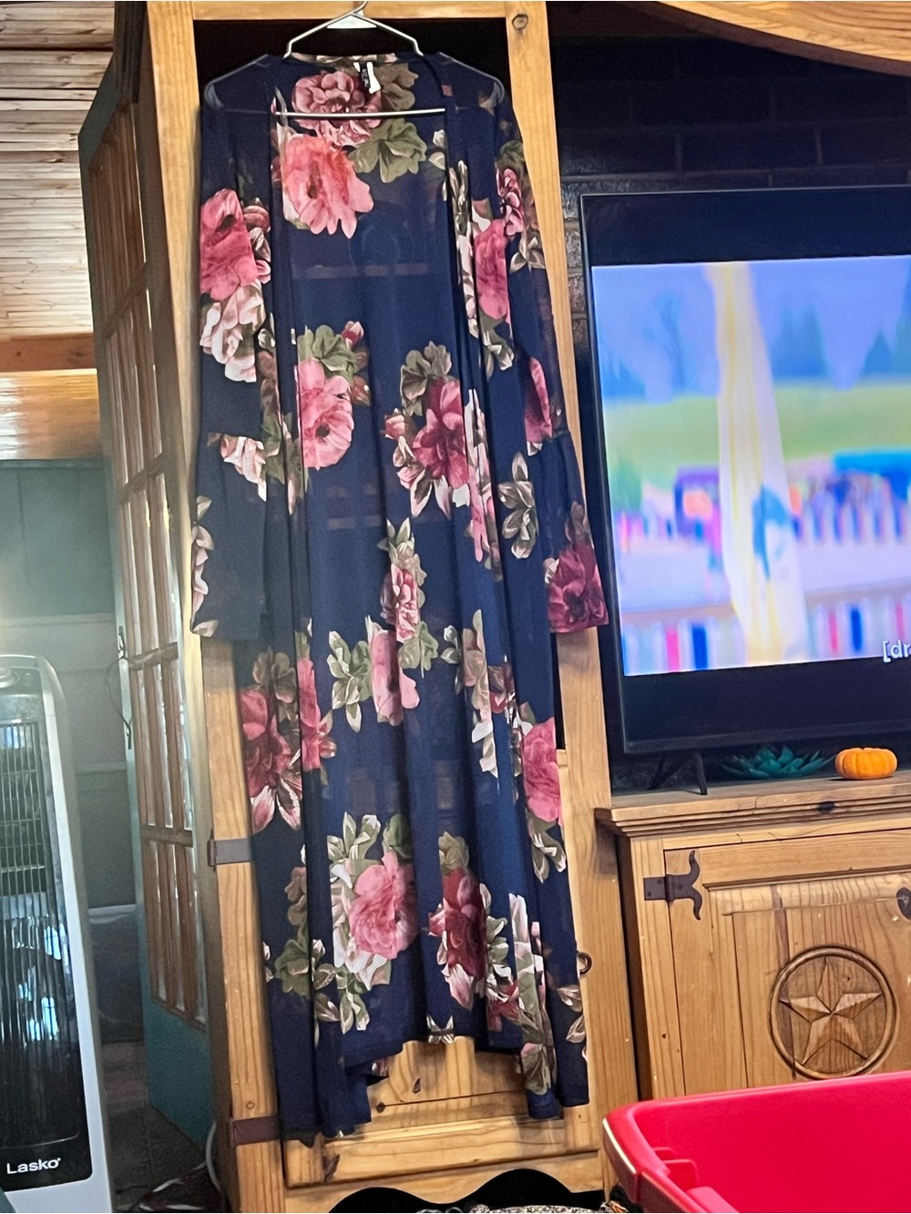Floral Navy Longline Duster Cardigan